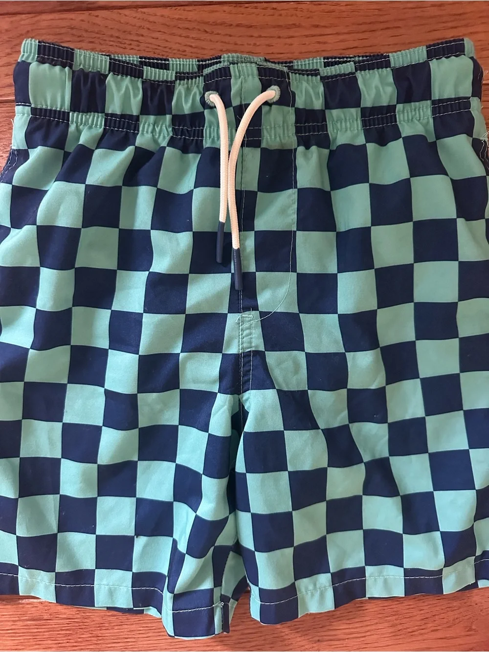 ☀️Cat & Jack boys swim suit Teal and Navy Checkerboard Swim Shorts size medium